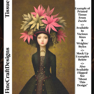 Victorian Girl, Large Floral Hat DK5L Decoupage Tissue Paper