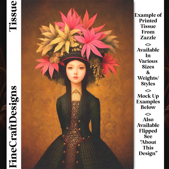 Victorian Girl, Large Floral Hat DK5LF Decoupage Tissue Paper (Creator Uploaded)