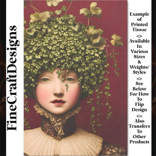 Victorian Girl, Velvet Dress, Vines BE7 Decoupage Tissue Paper