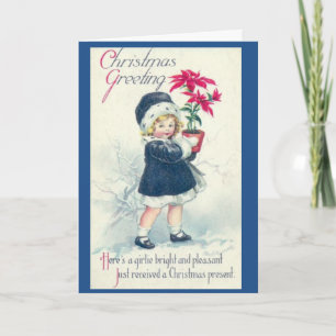 Victorian Girl Vintage Christmas Greeting Card