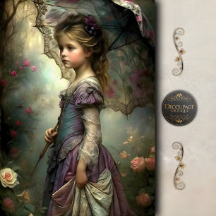 Victorian Girl with Umbrella Decoupage Tissue Paper