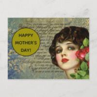 Victorian Glamour Girl with Red Rose