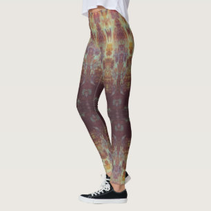 Victorian gold and purple pattern leggings