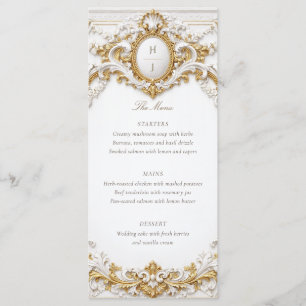 Victorian Gold & White Baroque Frame Wedding Menu