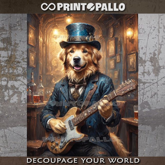 Victorian Golden Retriever with electric guitar !! Tissue Paper (Creator Uploaded)