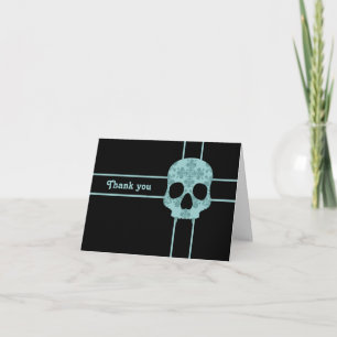 Victorian goth damask fanged skull Thank you Card