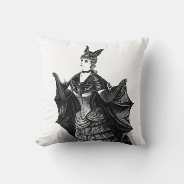 Victorian/Gothic Batgirl Costume, 20" Throw Pillow (Front)