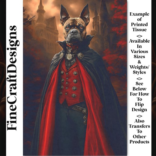 Victorian Gothic Bulldog Dog Vampire BV6 Decoupage Tissue Paper (Creator Uploaded)