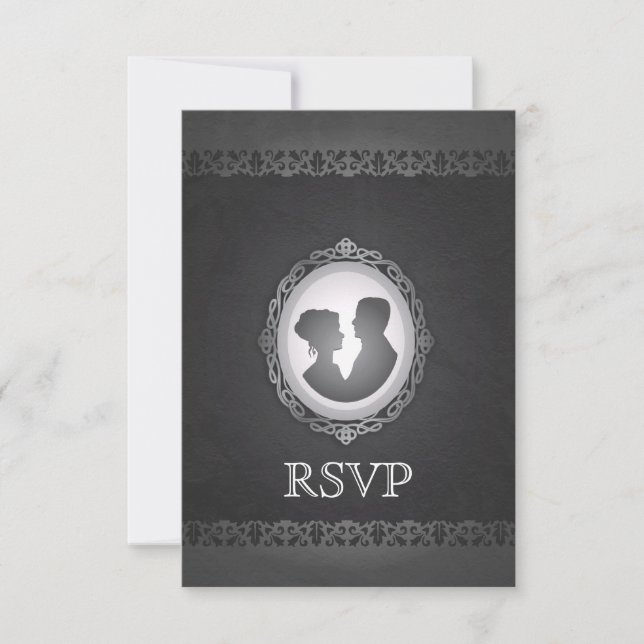 Victorian Gothic Cameo Wedding RSVP Card (Front)