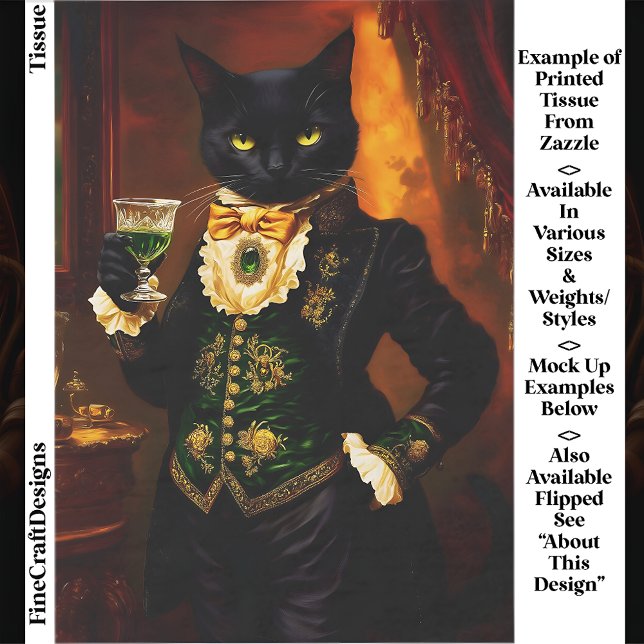 Victorian Gothic Cat with Absinthe EG9L Decoupage Tissue Paper (Creator Uploaded)