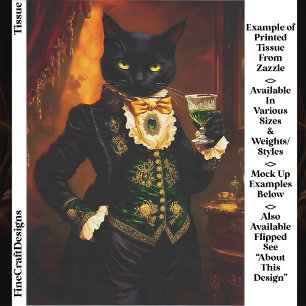 Victorian Gothic Cat with Absinthe EG9R Decoupage Tissue Paper