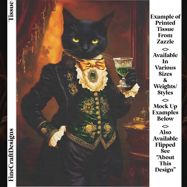 Victorian Gothic Cat with Absinthe EG9R Decoupage Tissue Paper (Creator Uploaded)