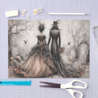 Victorian Gothic Couple Decoupage Tissue Paper