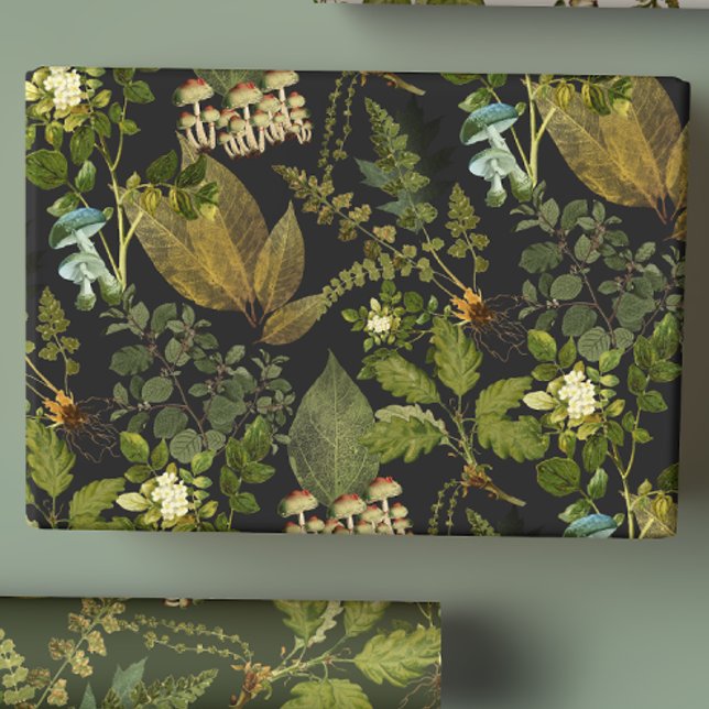 Victorian Gothic Dark Botanicals Forest Glam  Wrapping Paper Sheet (Creator Uploaded)