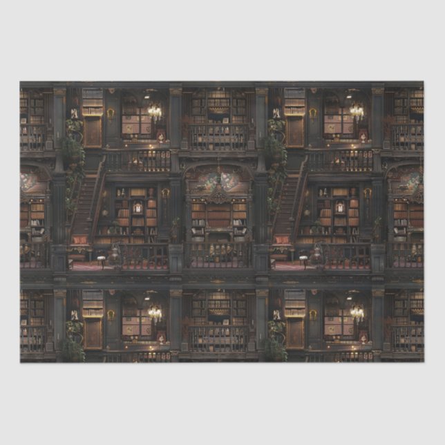Victorian Gothic Dollshouse Dark Academia Tissue Paper (Front)