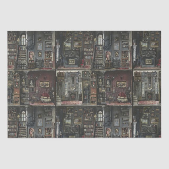 Victorian Gothic Dollshouse Dark Academia Tissue Paper (Front)