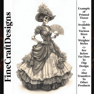 Victorian Gothic Dressed Skeleton AH9 Decoupage Tissue Paper