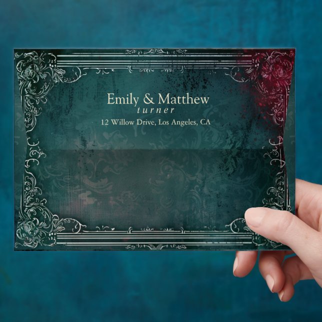 Victorian Gothic Elegance Wedding  Envelope (Hand)