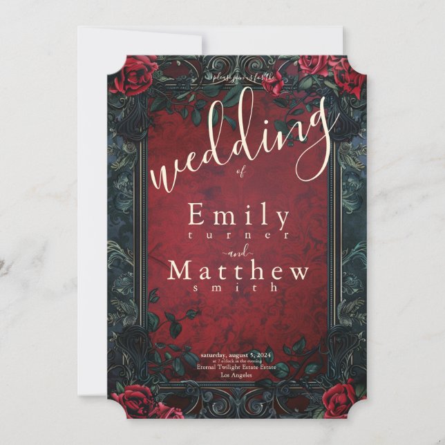 Victorian Gothic Elegance Wedding Invitation (Front)