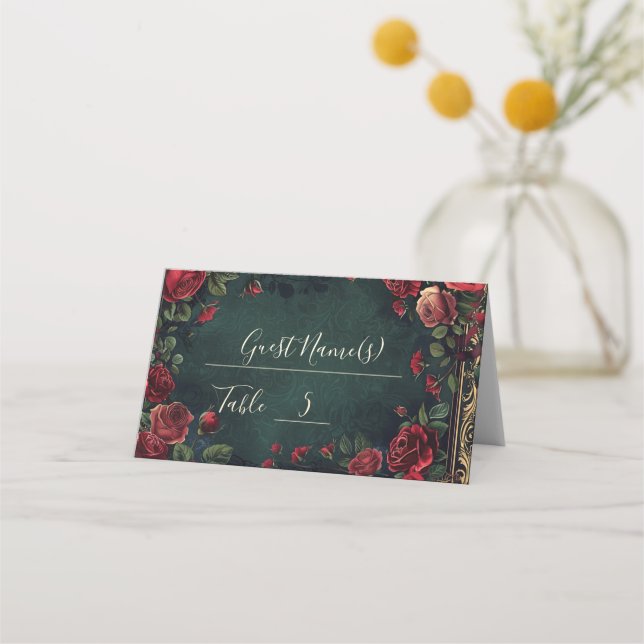 Victorian Gothic Elegance Wedding Place Card (Front)