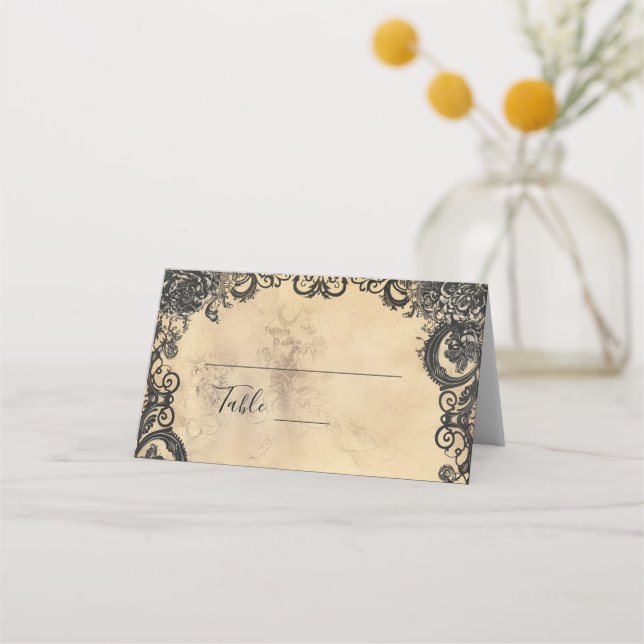 Victorian Gothic Elegance Wedding Place Card (Front)