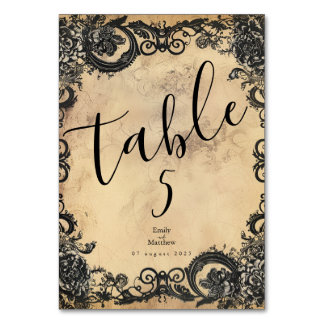 Victorian Gothic Elegance Wedding Table Number