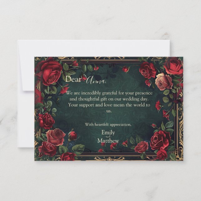 Victorian Gothic Elegance Wedding Thank You Card (Front)