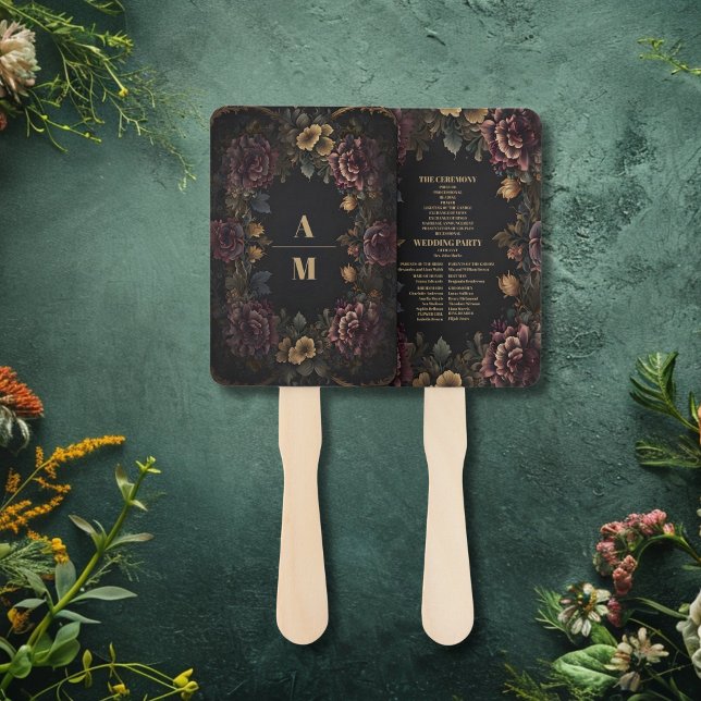 Victorian Gothic Floral Frame Wedding Hand Fan (Creator Uploaded)