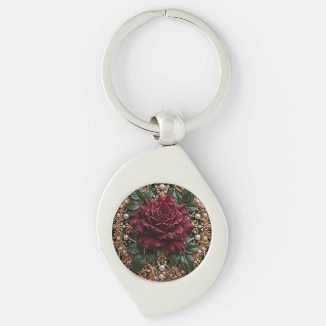 Victorian Gothic Floral Giant  Key Ring (Front)