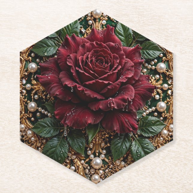 Victorian Gothic Floral Paper Coaster (Front)