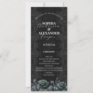 Victorian Gothic Floral Roses Wedding Program Invitation