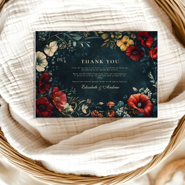 Victorian Gothic Floral Wedding Thank You Card (Creator Uploaded)
