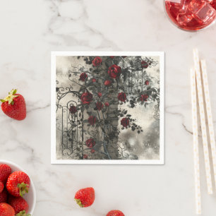 Victorian Gothic Garden Roses Pattern Napkin