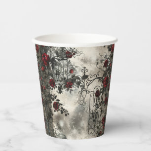 Victorian Gothic Garden Roses Pattern Paper Cups