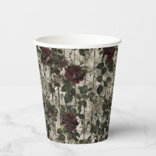Victorian Gothic Garden Roses Pattern Paper Cups