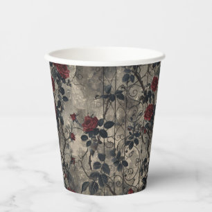 Victorian Gothic Garden Roses Pattern Paper Cups