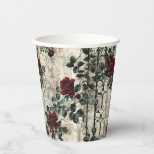 Victorian Gothic Garden Roses Pattern Paper Cups