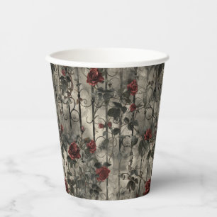 Victorian Gothic Garden Roses Pattern Paper Cups