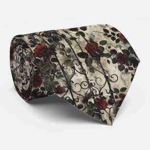 Victorian Gothic Garden Roses Pattern Tie