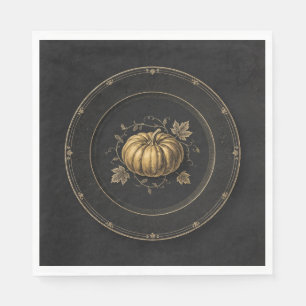 Victorian Gothic Halloween Golden Pumpkin Napkins