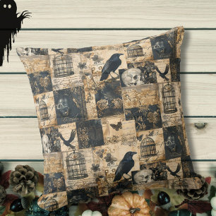 Victorian Gothic Halloween Patchwork  Cushion