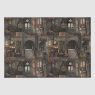 Victorian Gothic Haunted Dollshouse with Dolls in  Tissue Paper