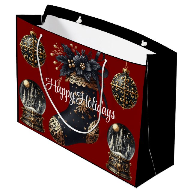  Victorian Gothic Holiday Gift Bag – Large Festive (Back Angled)