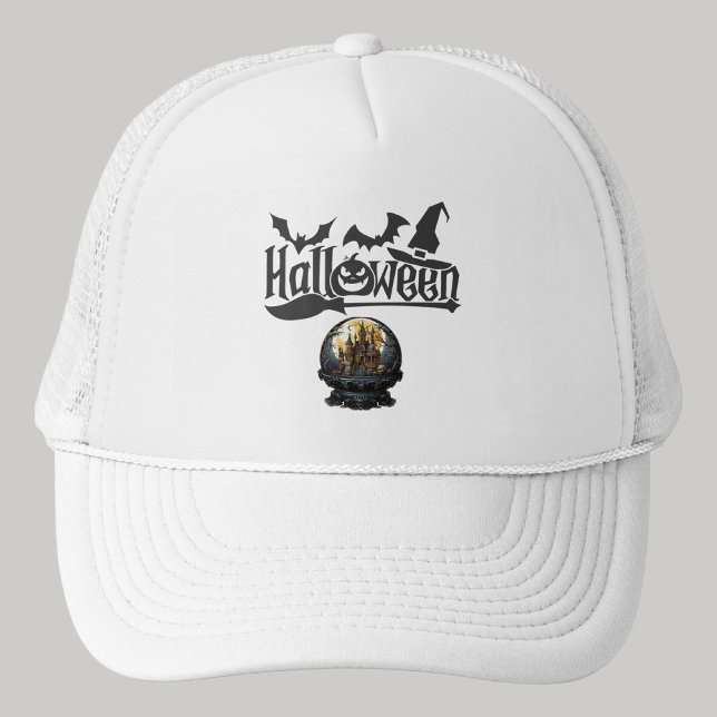 Victorian Gothic House in Snow Globe Halloween  Trucker Hat (Creator Uploaded)