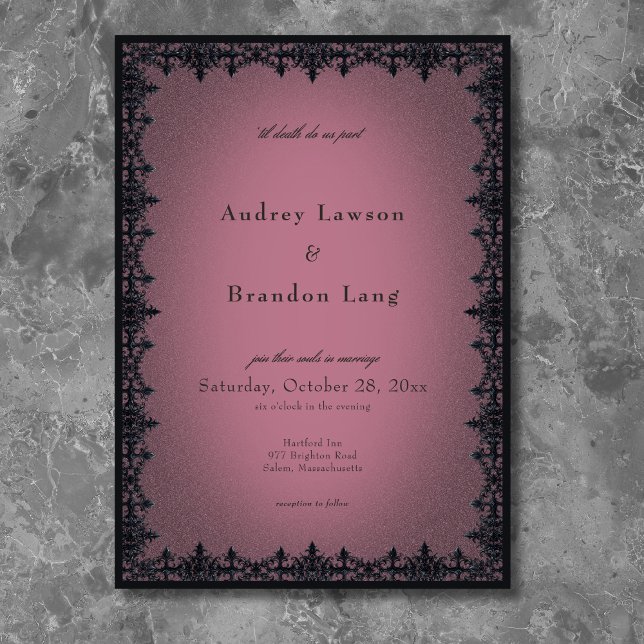 Victorian Gothic Iron Border Burgundy Wedding Invitation (Victorian Gothic Iron Border Burgundy Wedding Invitation)
