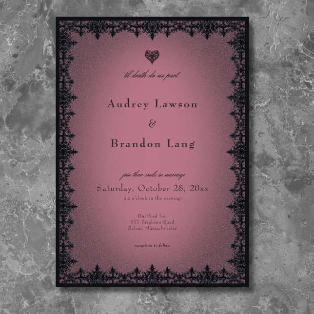 Victorian Gothic Iron Border Burgundy Wedding Invitation (Victorian Gothic Iron Border Burgundy Wedding Invitation)