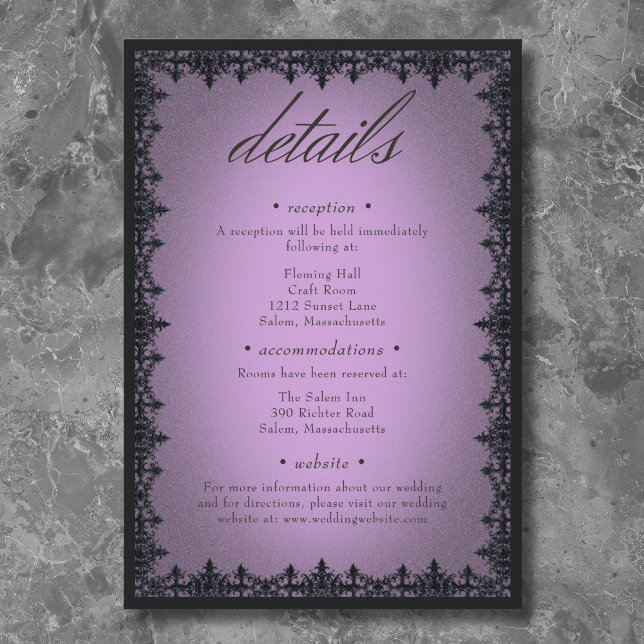 Victorian Gothic Iron Border Purple Wedding Enclosure Card (Victorian Gothic Iron Border Purple Wedding Enclosure Card)