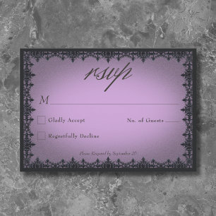 Victorian Gothic Iron Border Purple Wedding RSVP Card