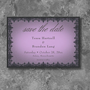 Victorian Gothic Iron Border Purple Wedding Save The Date