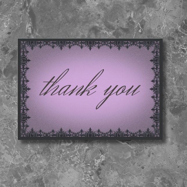 Victorian Gothic Iron Border Purple Wedding Thank You Card (Victorian Gothic Iron Border Purple Wedding Thank You Card)